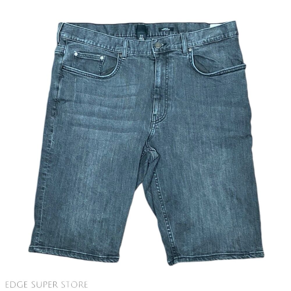 H&M Dark Gray Distressed Slim Fit Denim Jean Bermuda 12” Inseam Shorts Size 36
